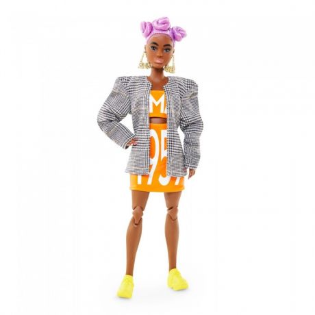 Куклы и одежда для кукол Barbie Кукла темнокожая в оранжевом платье и сером пиджаке BMR1959