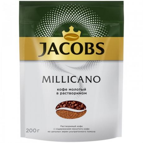 Кофе Jacobs Кофе растворимый Monarch Millicano сублимированный с молотым 200 г