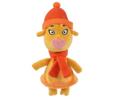 Мягкие игрушки Мульти-пульти озвученная Оранжевая корова Зо в зимней одежде 21 см