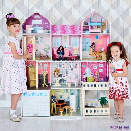 Кукольные домики и мебель Paremo Деревянный кукольный домик Поместье Агостина с мебелью, светом, звуком (36 предметов)