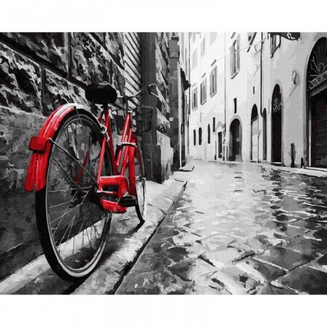 Картины по номерам Molly Картина по номерам Красный велосипед в старом городе 40х50 см
