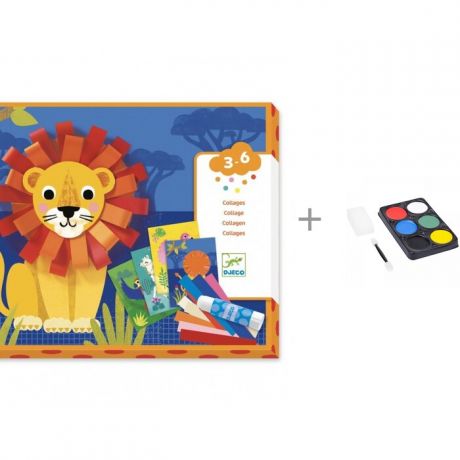 Аппликации для детей Djeco Набор для творчества Яркие джунгли и Bondibon Eva Moda краски для грима