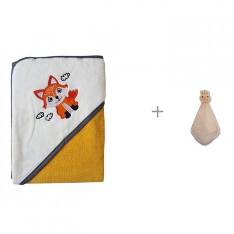 Полотенца Uviton Полотенце для купания Little Fox 90х90 см и Uviton полотенце-салфетка Кролик 30х30 см