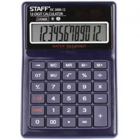 Канцелярия Staff Калькулятор настольный водонепроницаемый Plus DC-3000-12 12 разрядов