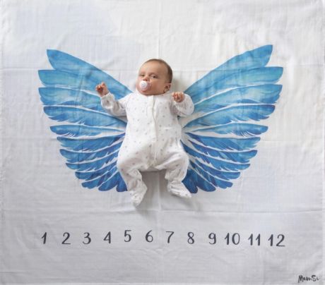 Пеленки MamSis для фото Синие крылья 120х120 см