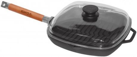 Посуда и инвентарь Биол Сковорода-гриль чугунная съемная ручка и крышка 26 см