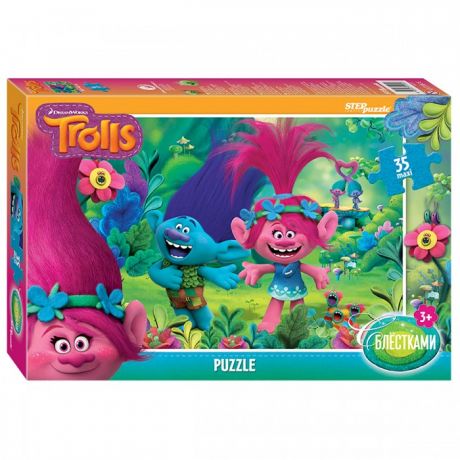 Пазлы Step Puzzle Пазл мозаика Trolls Глиттер maxi (35 деталей)