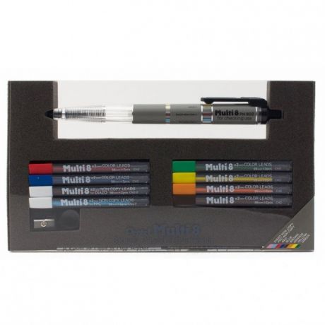 Карандаши, восковые мелки, пастель Pentel Набор Multi 8: автоматический карандаш, 8 наборов цветных грифелей 2 мм, точилка