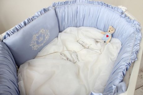 Бортики в кроватку Krisfi Премиум Голубые сны для овальной кроватки