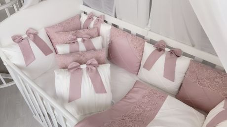 Бортики в кроватку Krisfi Пудра для прямоугольной кроватки