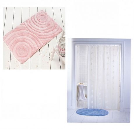 Аксессуары для ванн Castafiore Коврик для ванны Akryl Wave 60х100 см со шторами для ванн Aqua-Prime
