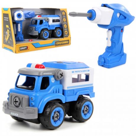 Радиоуправляемые игрушки Drift Конструктор-скрутка на радиоуправлении Полицейская машина со звуком