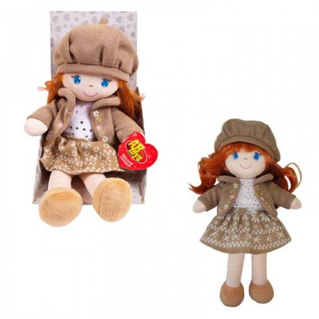 Мягкие игрушки ABtoys Кукла в коричневом берете и фетровом костюме 36 см