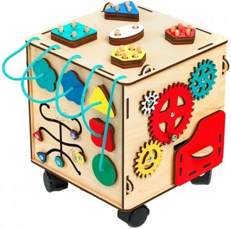 Деревянные игрушки Нумикон Игры Монтессори Бизи-куб на колесиках