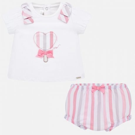 Комплекты детской одежды Mayoral Комплект для девочки (шорты и футболка) Сердечко New Born 1138