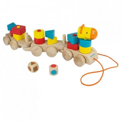 Деревянные игрушки Beleduc развивающая Паровозик Учим формы