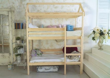 Кровати для подростков Green Mebel двухъярусная домик Baby-house 160х80 см