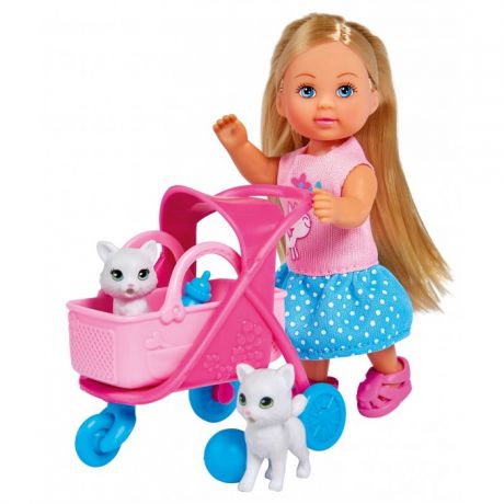 Куклы и одежда для кукол Simba Кукла Еви на прогулке с котятами 12 см