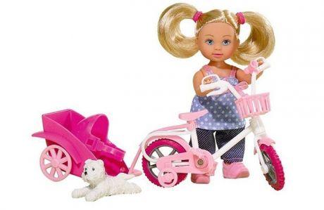 Куклы и одежда для кукол Simba Кукла Еви на велосипеде с собачкой 12 см