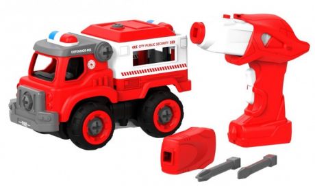 Конструкторы Shantou Bhs Toys Набор пластмассовых деталей Пожарный грузовик с пультом ДУ