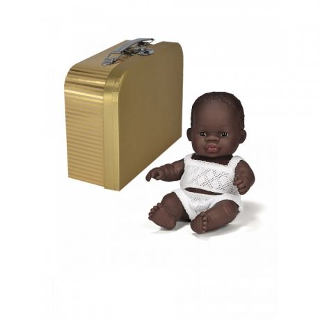 Куклы и одежда для кукол Miniland Кукла пупс Девочка африканка с одним комплектом одежды в  чемоданчике 21 см