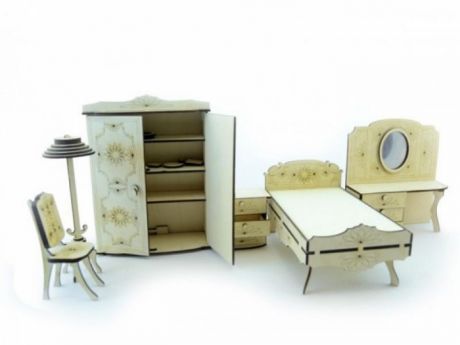 Кукольные домики и мебель Lemmo Конструктор Набор мебели спальня (101 деталь)