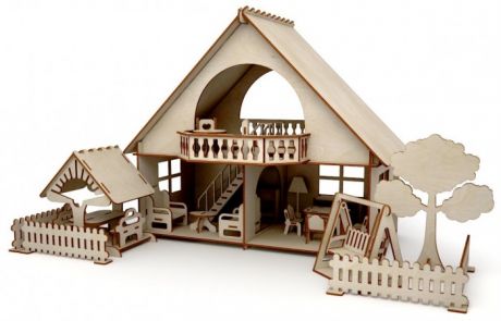 Кукольные домики и мебель ХэппиДом Летний дом с беседкой и качелями