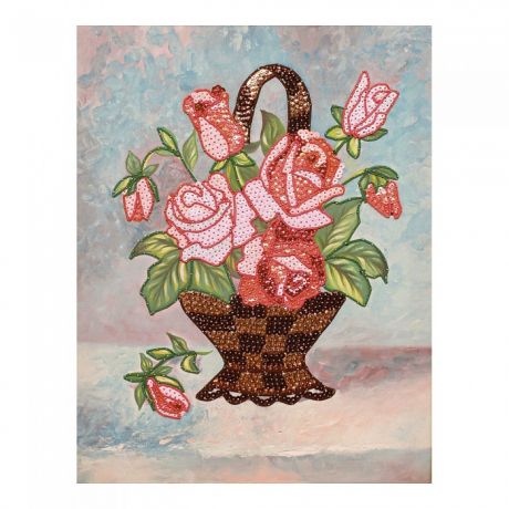 Картины своими руками Волшебная мастерская Мозаика из пайеток на холсте Букет роз МХ-16