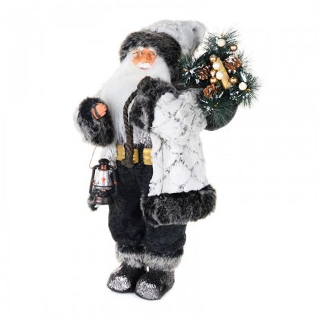 Новогодние украшения Maxitoys Дед Мороз в белой шубе с фонариком 61 см