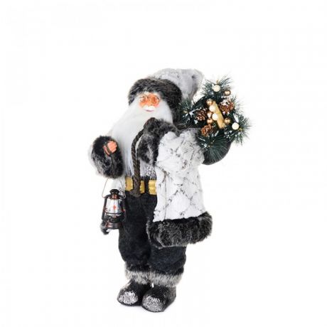 Новогодние украшения Maxitoys Дед Мороз в белой шубе с фонариком 32 см