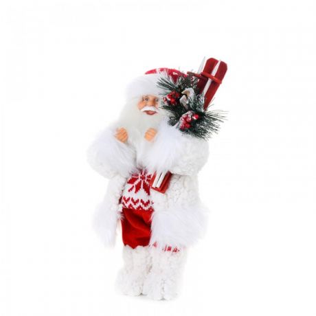 Новогодние украшения Maxitoys Дед Мороз в свитере со снежинкой и лыжами 32 см