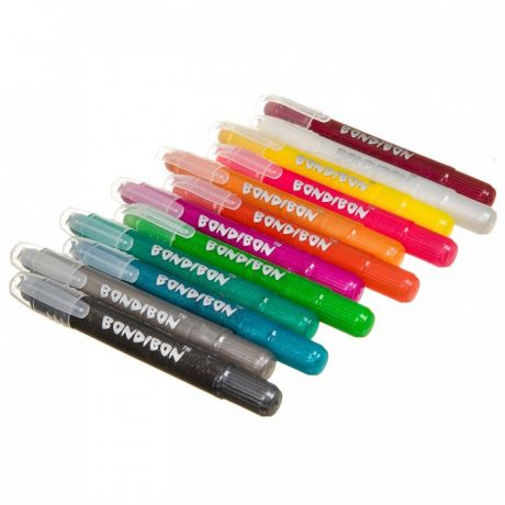 Карандаши, восковые мелки, пастель Bondibon Набор гелевых карандашей для рисования 12 цветов оттенки металлик в пластиковой коробке
