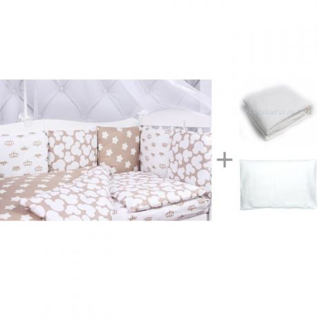 Комплекты в кроватку AmaroBaby Soft (15 предметов) и одеяло Alis аэрофайбер c подушкой Сонный гномик Бамбук