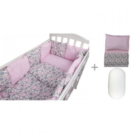 Комплекты в кроватку Forest kids для овальной кроватки Candy (18 предметов) с постельным бельем и наматрасником