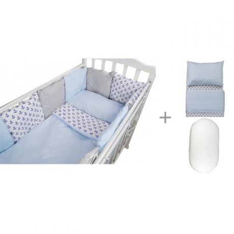 Комплекты в кроватку Forest kids для овальной кроватки Anchor (18 предметов) с постельным бельем и наматрасником