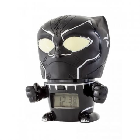 Часы Марвел (Marvel) Будильник BulbBotz минифигура Black Panther Чёрная пантера 14 см