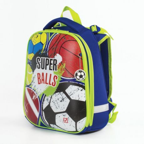 Школьные рюкзаки Brauberg Premium Ранец с 2-мя отделениями и брелоком для мальчиков Супер мячи