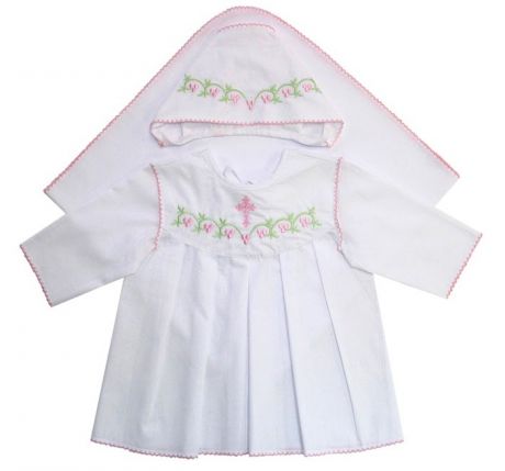 Крестильная одежда Ангелочки Крестильный набор для девочки с обработкой Краше поплин