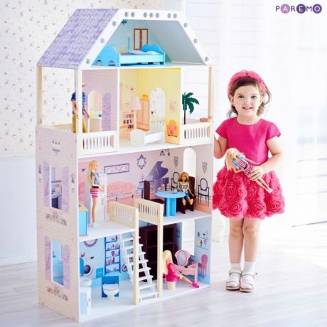 Кукольные домики и мебель Paremo Деревянный кукольный домик Поместье Риверсайд с мебелью (16 предметов)