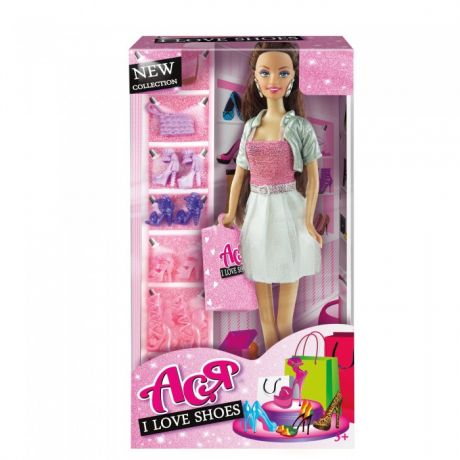 Куклы и одежда для кукол Toys Lab Кукла Ася Шатенка в бело-розовом платье Любимые туфли