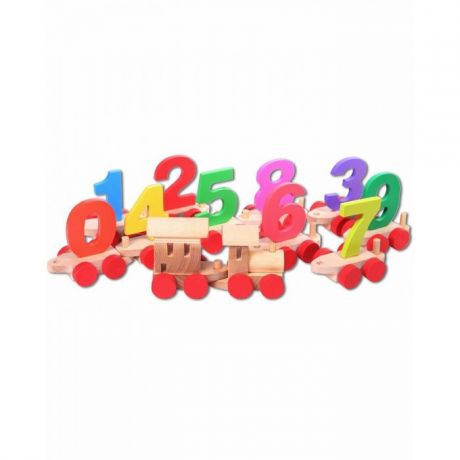 Деревянные игрушки Paremo паровозик с цифрами в пакете