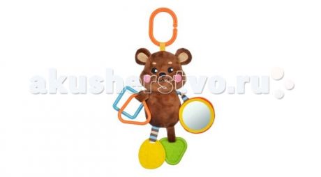 Подвесные игрушки Жирафики с силиконовым прорезывателем и зеркальцем Мишка