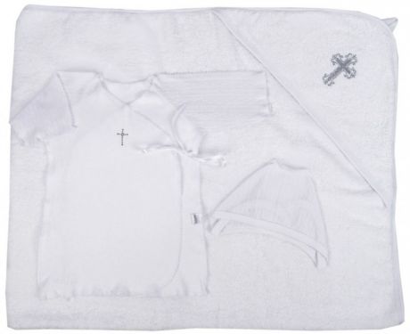 Крестильная одежда Папитто Крестильный набор для мальчика (полотенце, рубашка и чепчик)