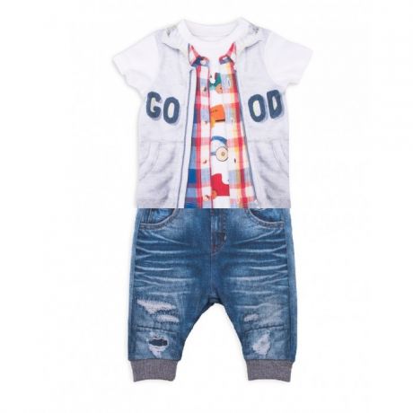 Комплекты детской одежды Папитто Комплект из футболки и штанишек для мальчика Fashion Jeans 512-04