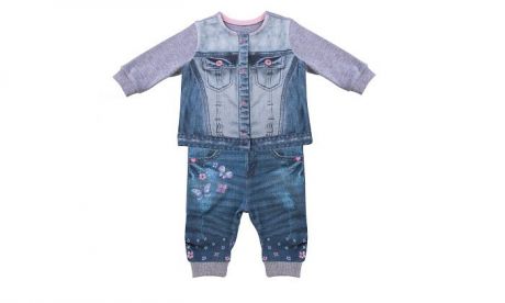 Комплекты детской одежды Папитто Комплект из кофточки и штанишек для девочки Fashion Jeans 590-05