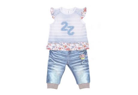 Комплекты детской одежды Папитто Комплект из футболки и штанишек для девочки Fashion Jeans 521-04