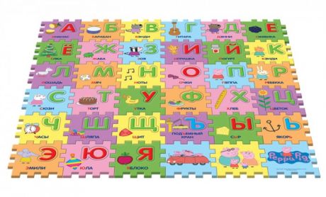 Игровые коврики Свинка Пеппа (Peppa Pig) Пазл Учим азбуку с Пеппой (36 сегментов)
