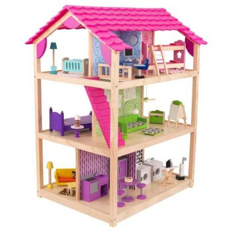 Кукольные домики и мебель KidKraft Кукольный домик Самый роскошный (So Chic) с мебелью 45 элементов, колесики