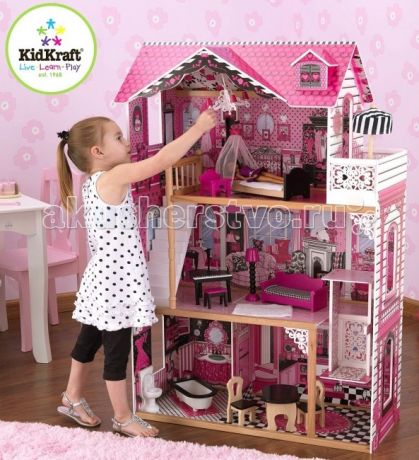 Кукольные домики и мебель KidKraft Кукольный домик Амелия с мебелью 14 элементов