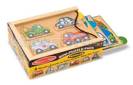 Деревянные игрушки Melissa & Doug Мини-пазл в упаковке Транспорт